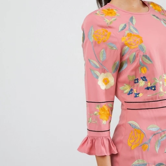 Embroidered dusty rose Dress - Picture 2 of 9